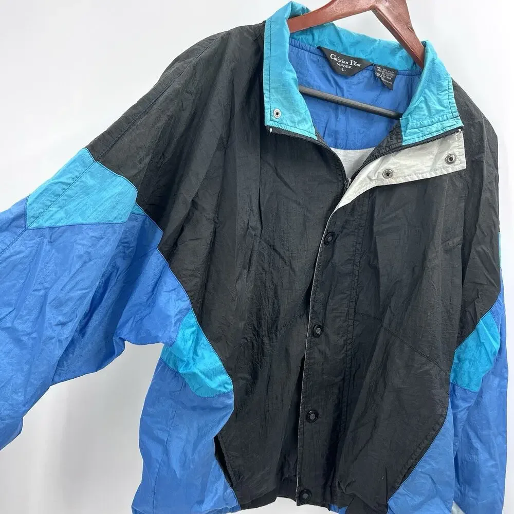 Vintage Christian Dior Monsieur Color Block Nylon Windbreaker Jacket Mens - Picture 2 of 15